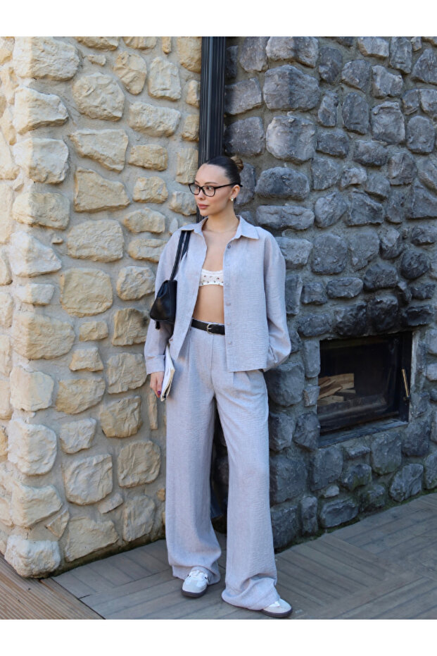 طقم قميص وبنطلون مطوي - 2