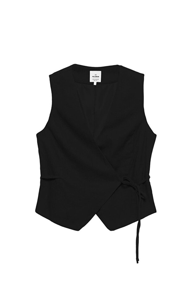 Yanları bağlamalı rustik yelek - 4