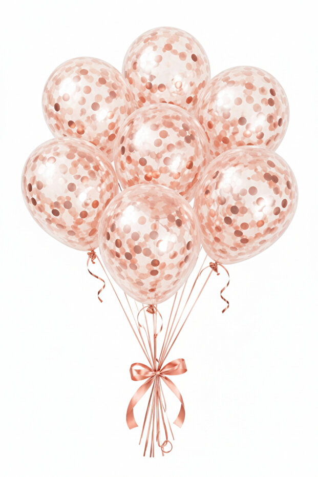 Transparent Confetti Balloon Set 15 Pieces – Party & Birthday Decoration - Transparent Rose Sequin Balloon