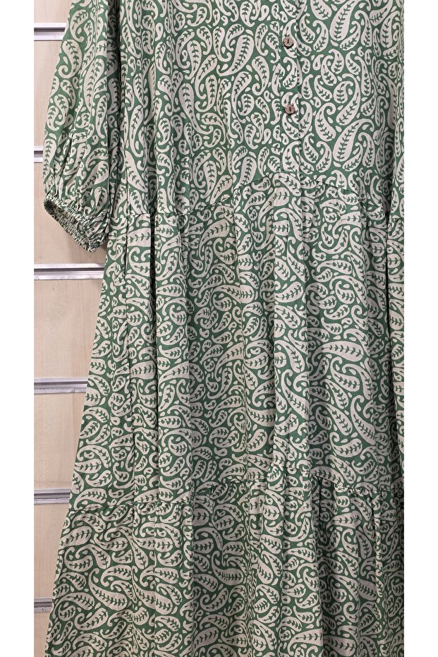 Rochie lungă bumbac lu Elbise cu model - 4