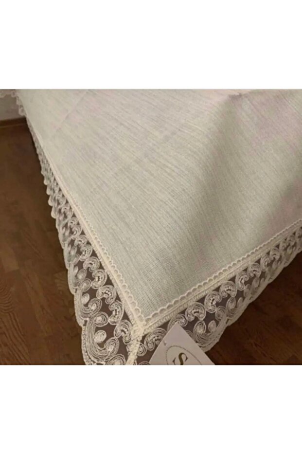 Elegance Large Size Cream Stain Resistant Dertsiz Cream 160 X 300cm Tablecloth