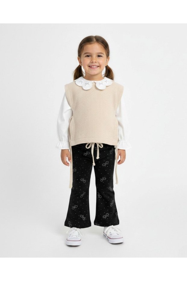 Girl's Transitional Sweater, Blouse and Flared in 3 Stylish Holiday Combination Set for 2-3-4-5 Years Old