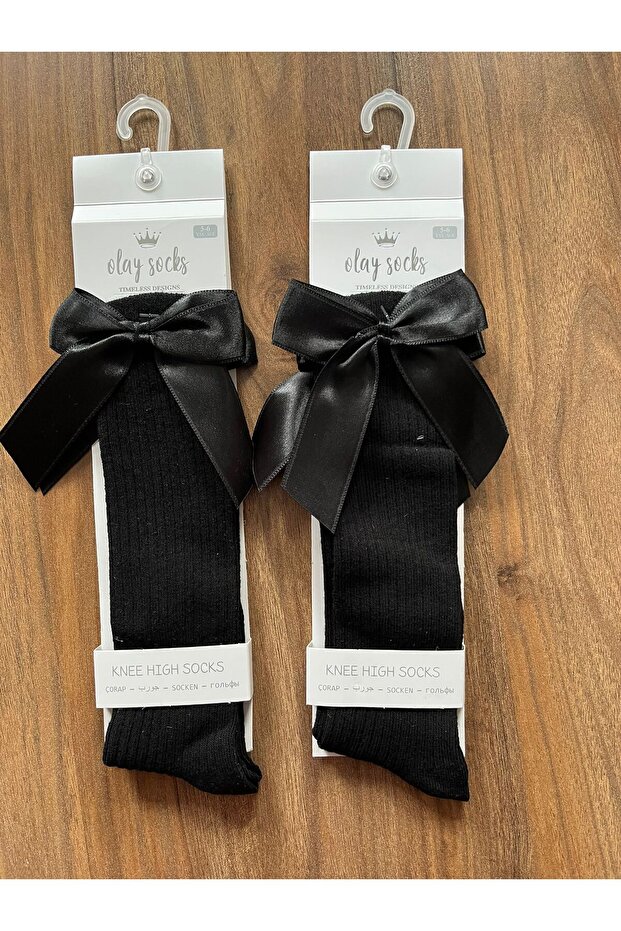 Girls' Knee High Socks – with Bow