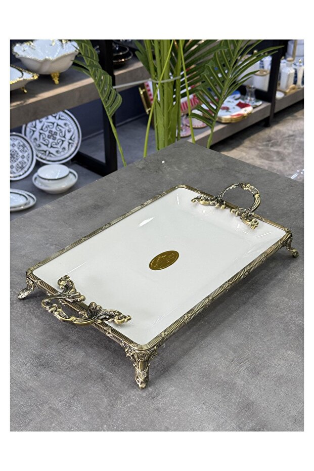طبق تقديم مستطيل من البورسلين العتيق - 2
