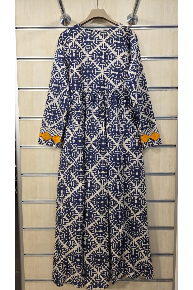 Rochie lungă bumbac bucăți cu model - 7