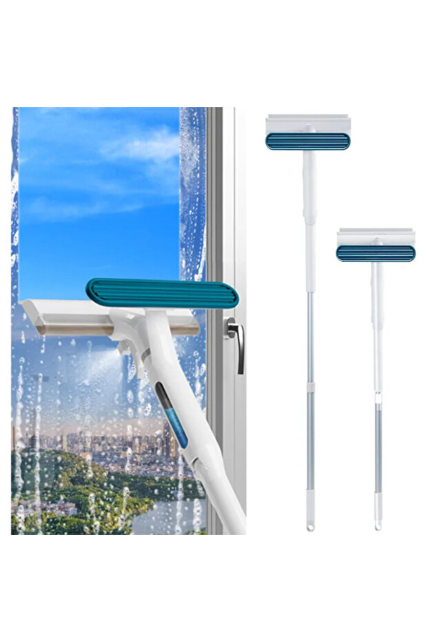 Window Cleaner with Spray Function – Adjustable Telescopic Handle, Silicone Squeegee, 45° Mobile - 1