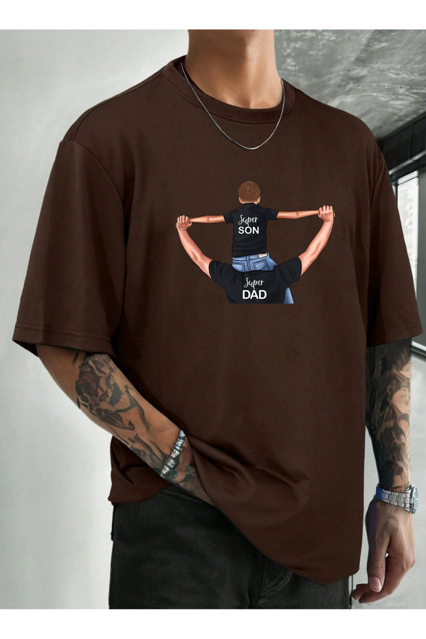 Special for Fathers Father's Day Special Series B Printed Crew Neck Short Sleeve O Oversized Combed Cotton Tshirt