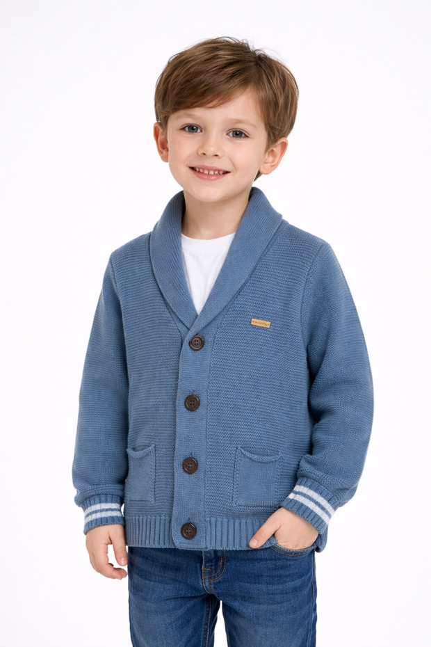 Boy's Indigo Buttoned Knitwear Cardigan 2-5 Years