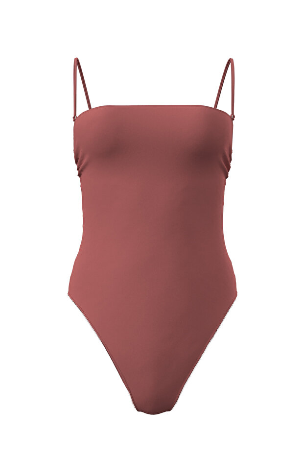 Women's Strapless Dusty Cedar One Piece Swimsuit