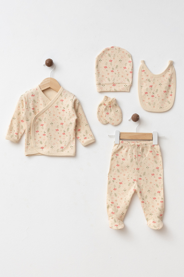 Baby Flower Garden 100% Cotton 5-Piece Newborn Hospital Discharge Set Yk1655