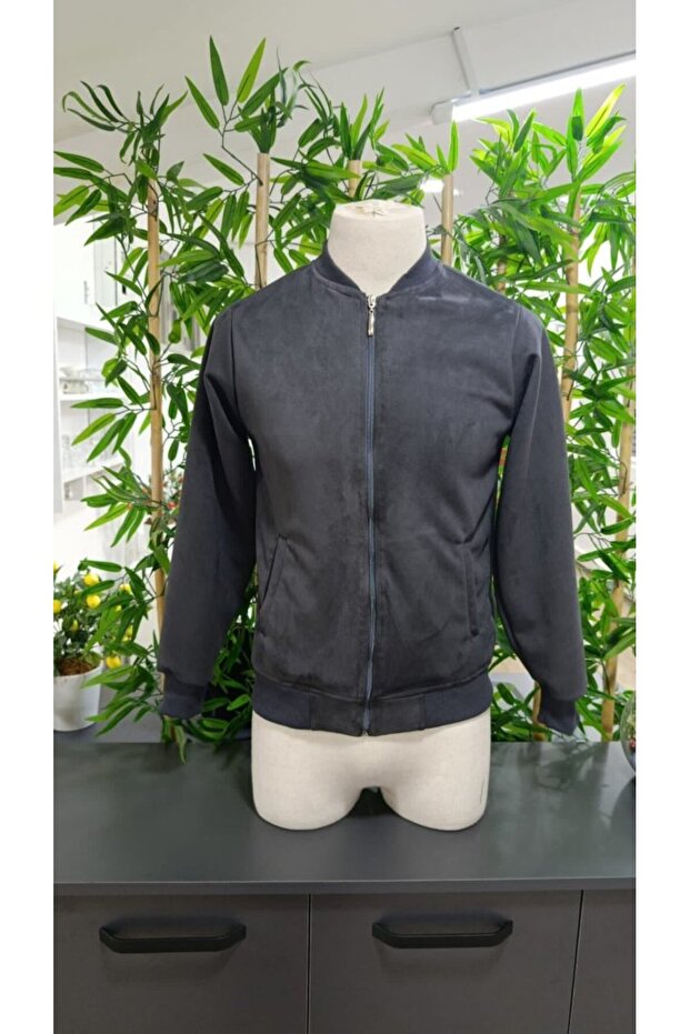 Men's Front-Zippered Jacket with Lined Suede Pockets Inside - 5