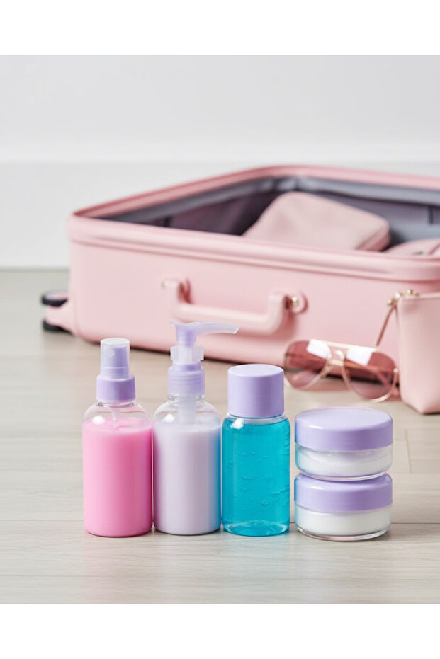 5 Piece Transparent Travel Cosmetic Set 30 ml