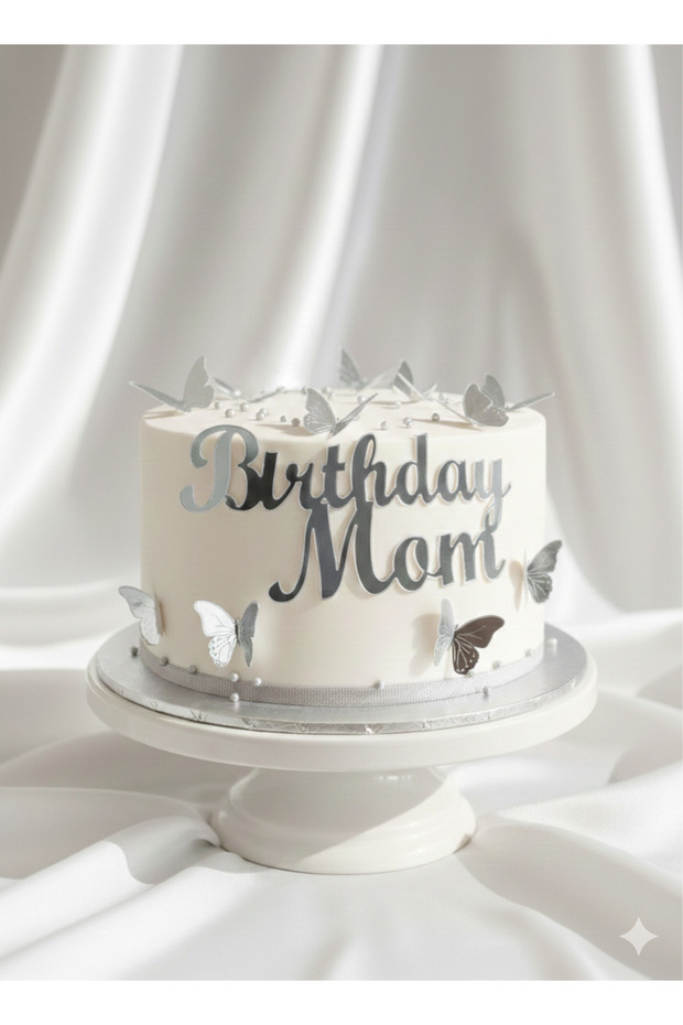 Birthday Mom Cake Decoration and Gold Butterfly Cake Decoration