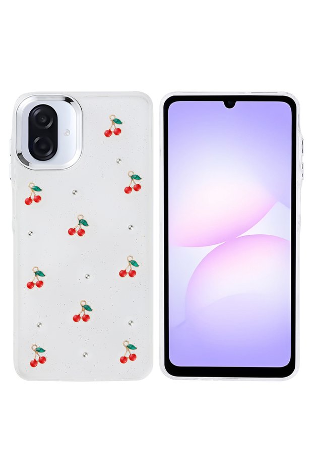 Galaxy A07 Case with Airbag Design Glittery Transparent Pole Cover