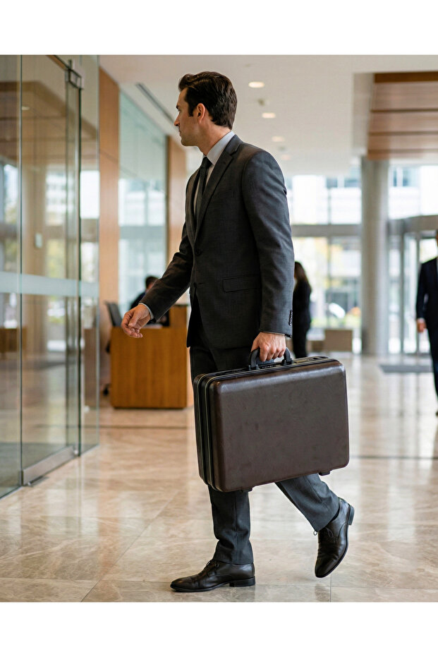 Classic Executive Business Briefcase For Men - Premium Hard Shell Attache with Aluminum Frame