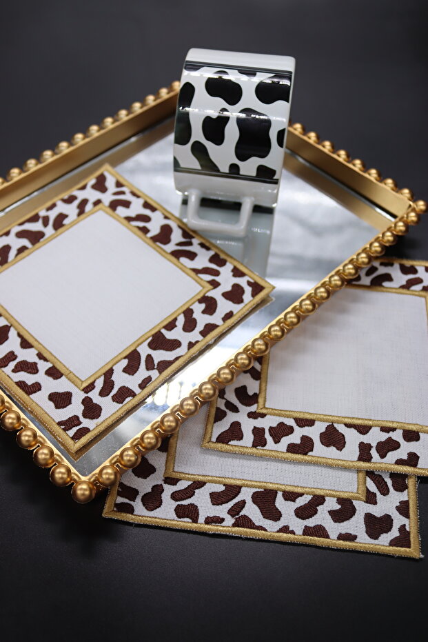 Set of 3 Leopard Patterned Coffee Sides Presentation Napkins