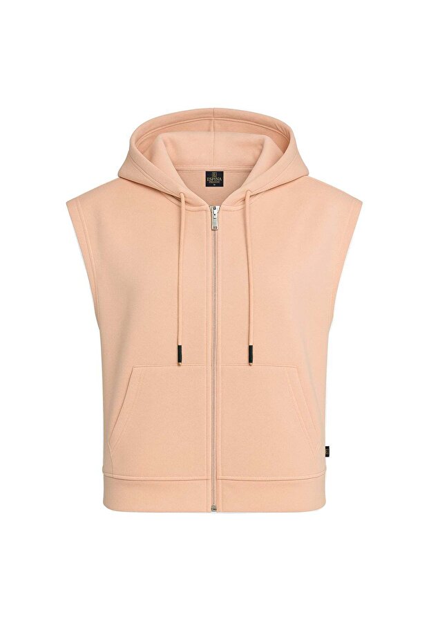 Women's sleeveless Hooded zippered basic sweat vest