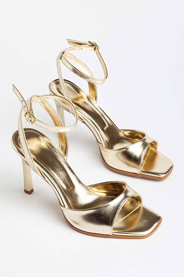 Lesley Cross-Band Gold Single-Strap Women's Shoes