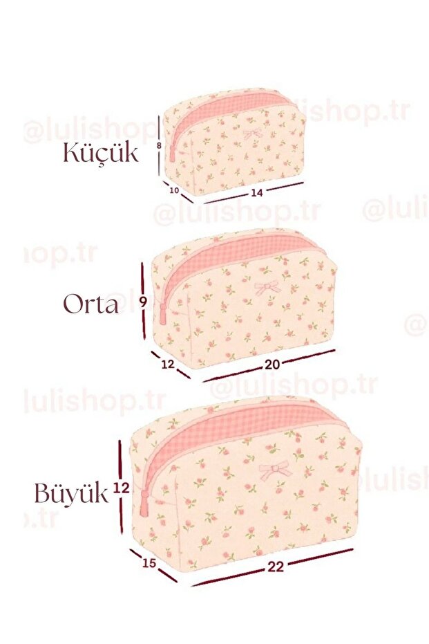 Bow Patterned Makeup Bag Large Size - 5