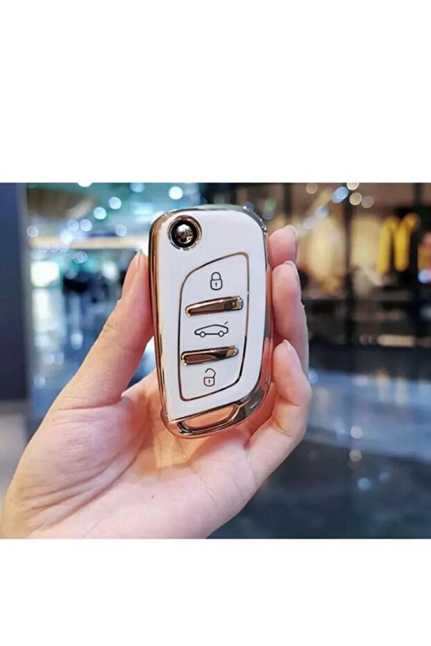 Citröen C1 C2 C3 C4 C5 Luxury Key Protection Case with System, White Color, See Image 2.