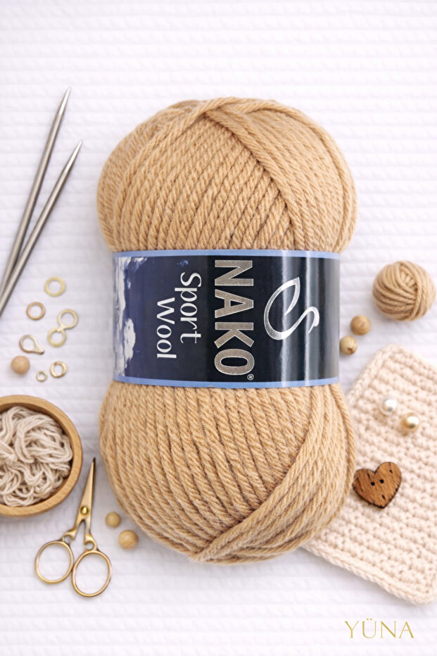 Sport Wool Thick Knitting Yarn 25% Y Wool 221 Caramel