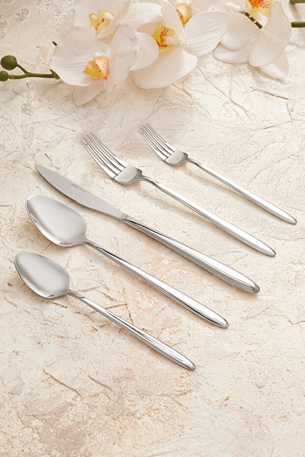 Flow 60 Piece Cutlery Set for 12 People Platinum