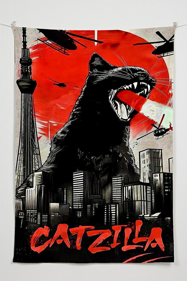 Catzilla – Anime Movie Character Themed Quality Fabric, Room Decor Tapestry Wall Rug Pieces