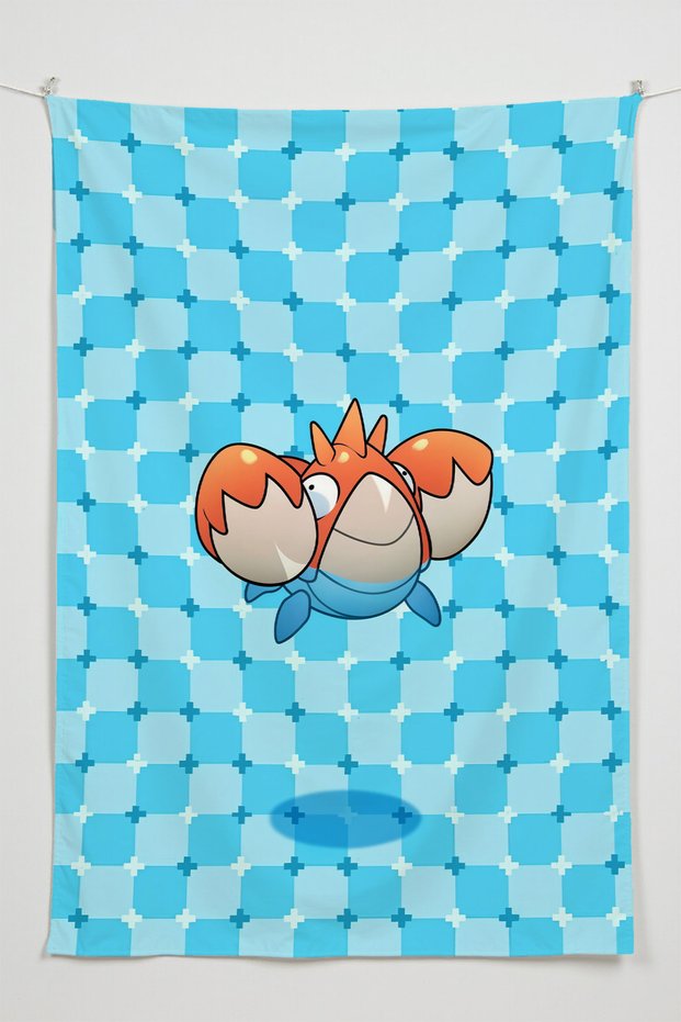 Pokemon Corphish– Anime Movie Character Themed Quality Fabric, Room Decor Tapestry Wall Rug Si