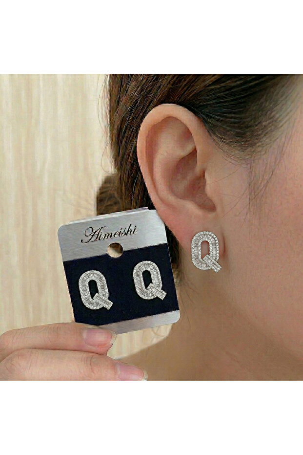 Zircon Stone Letter Earrings