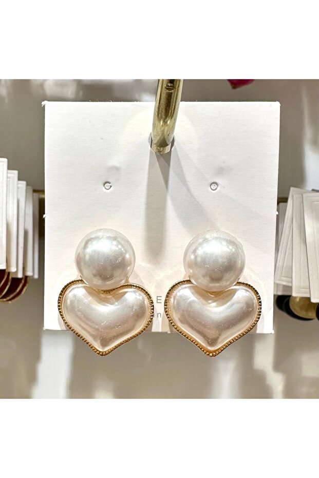 Stainless Steel Pearl Vip Heart Earrings