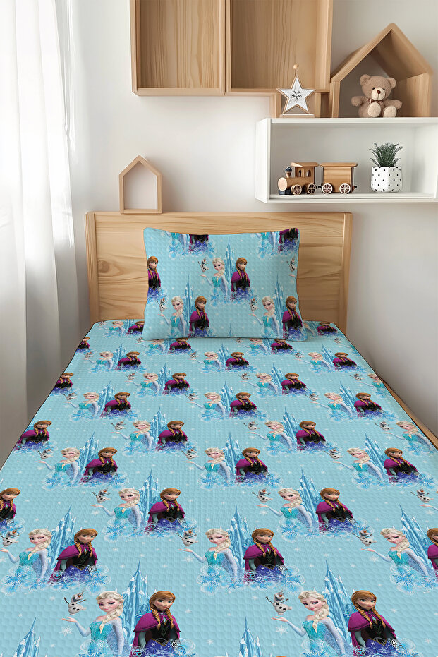 Elsa Anna Patterned Children Pique Bedspread Set Tlap-336