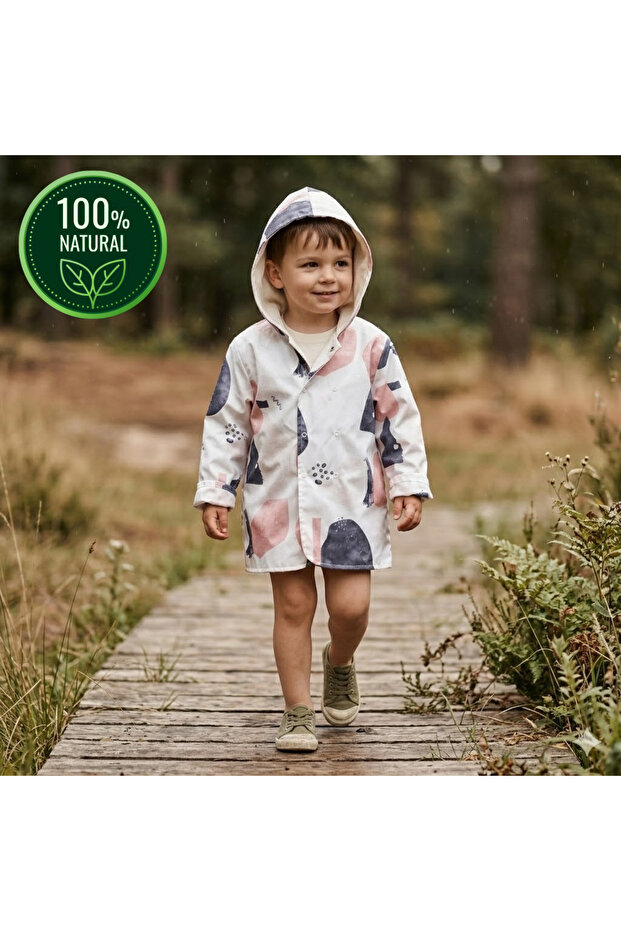Sweat-Proof Reversible Boys' Raincoat 2-5 Years Old 100% Cotton Muslin Lined