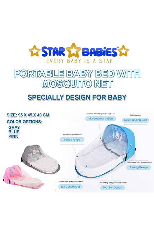 سرير أطفال متعدد الوظائف مع ناموسية - رمادي - 5