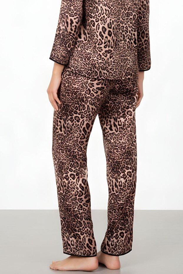 Women's Leopard Long Satin Pajama Bottoms