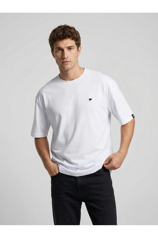 Men's Oversized Fit 100% Cotton High Printed Crew Neck Basic T-Shirt