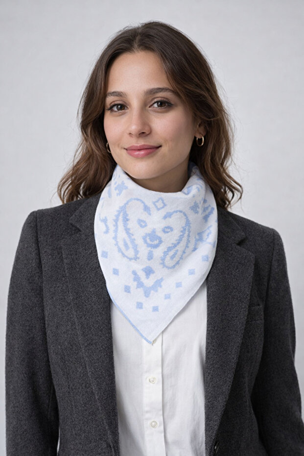 وشاح مثلث منسوج منقوش ذو وجهين - 2