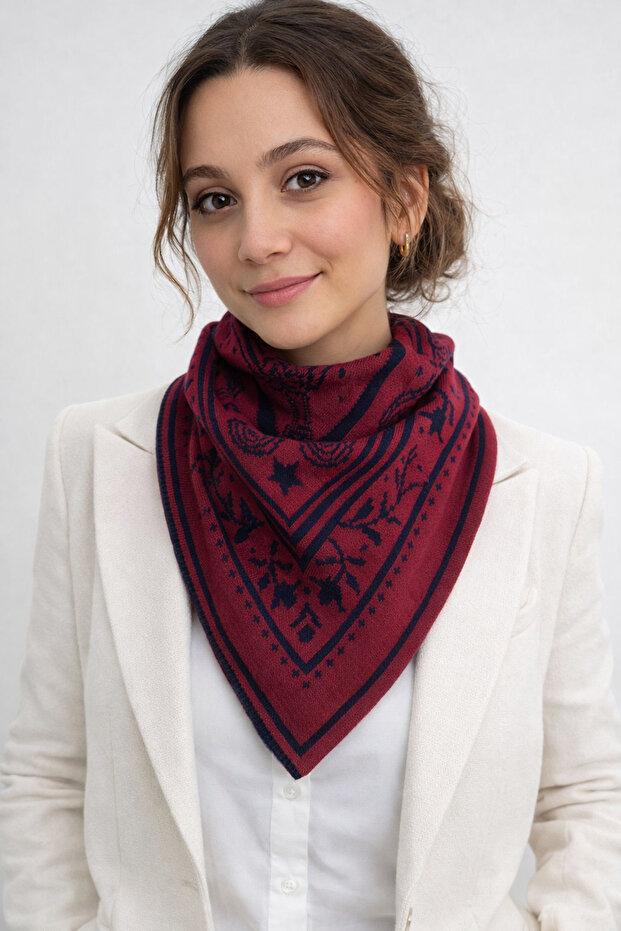 وشاح مثلث منسوج ذو وجهين بنمط عرقي