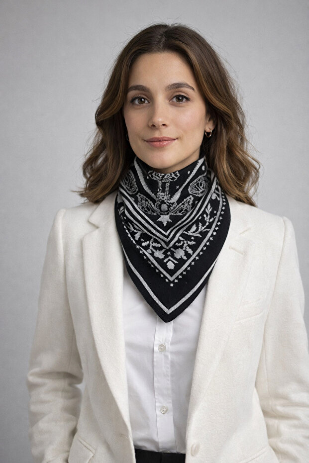 وشاح مثلث منسوج ذو وجهين بنمط عرقي