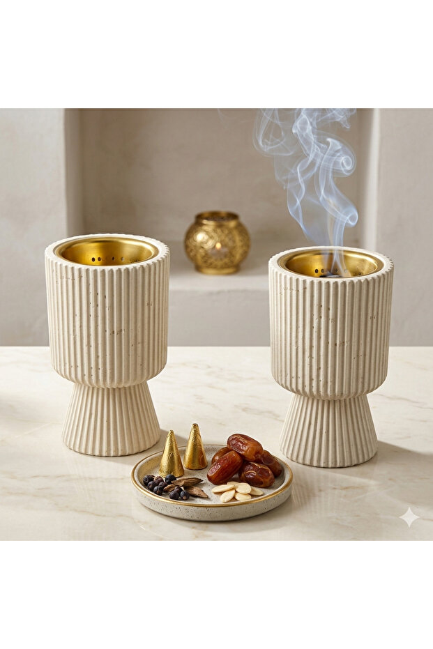 توزيعات مخبرة رخامية فاخرة اللون بيج 6 قطع - 1