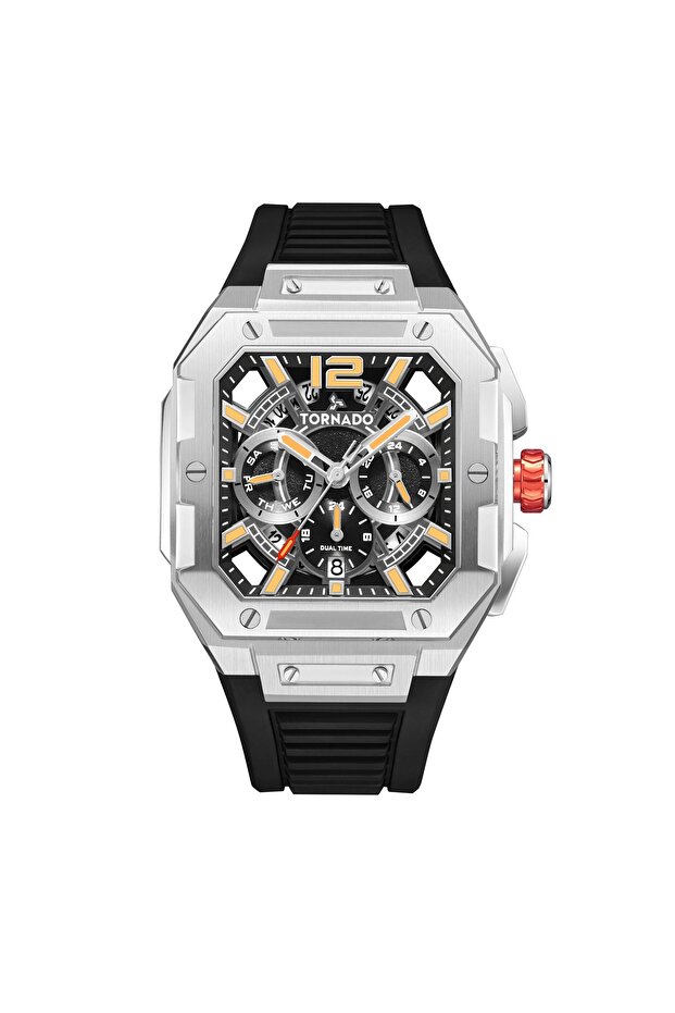 ساعة رجالية متعددة الوظائف بمينا أسود - T26101-SFBB - 2