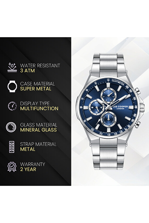 Men's Multi Function SILVER Dial Watch - LC08219.390 - 8