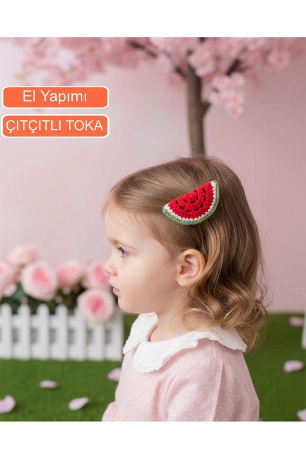 Girl's Watermelon Figured Hand Knitted Snap Buckle – Non-Slip , Daily & Special Occasion Hair Accessory