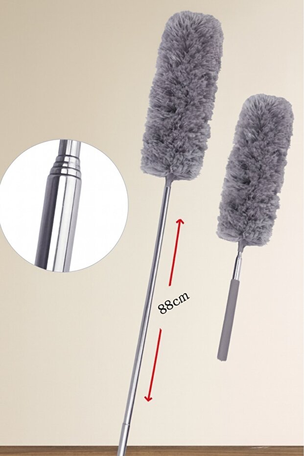 فرشاة تنظيف الغبار الرمادية ذات الرأس الناعم القابل للتمديد من الألياف الدقيقة Vo-tp06 - 3