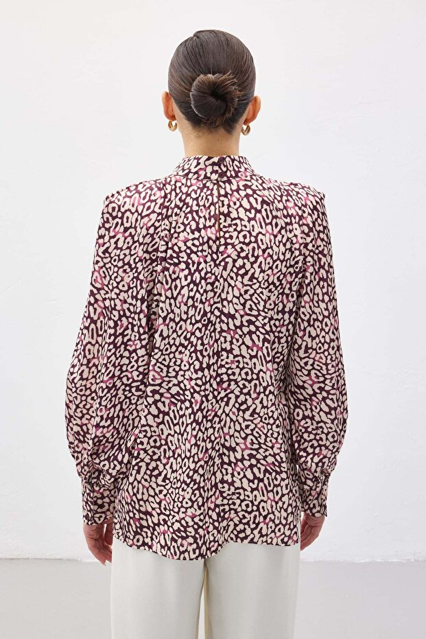 منقوش بلوزة - لون البرقوق - 8