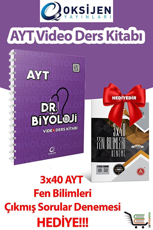 Oksijen Yayınları Dr. AYT Biyololi Video Ders Kitabı 3*40 AYT Fen Bilimleri Çıkmış Sorular Denemesi Hediye!