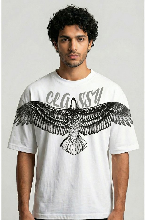 Oversized Kartal Printed Crew Neck Unisex T-Shirt