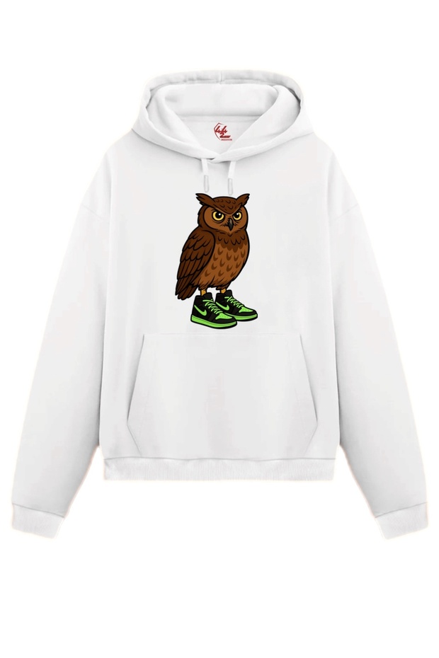 Street Spirit Owl Printed Sweatshirt / Hooded Hoodie (Optional)