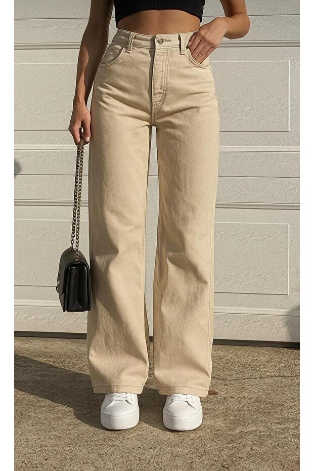 New Season High Waisted Loose E Stretchy Women's Palazzo Jeans