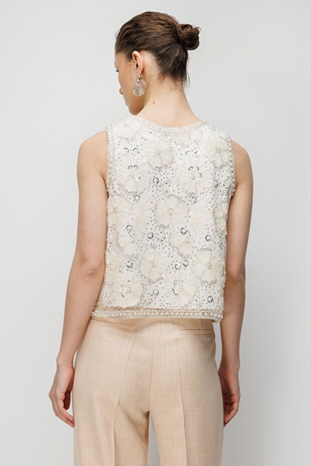 Pullu Taş İşlemeli Bluz - 5