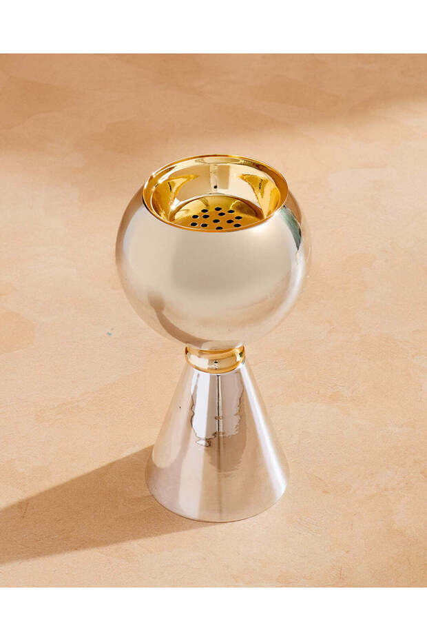 صينية تقديم فضية مطروقة مع وعاء وموزع للزيوت العطرية - 5